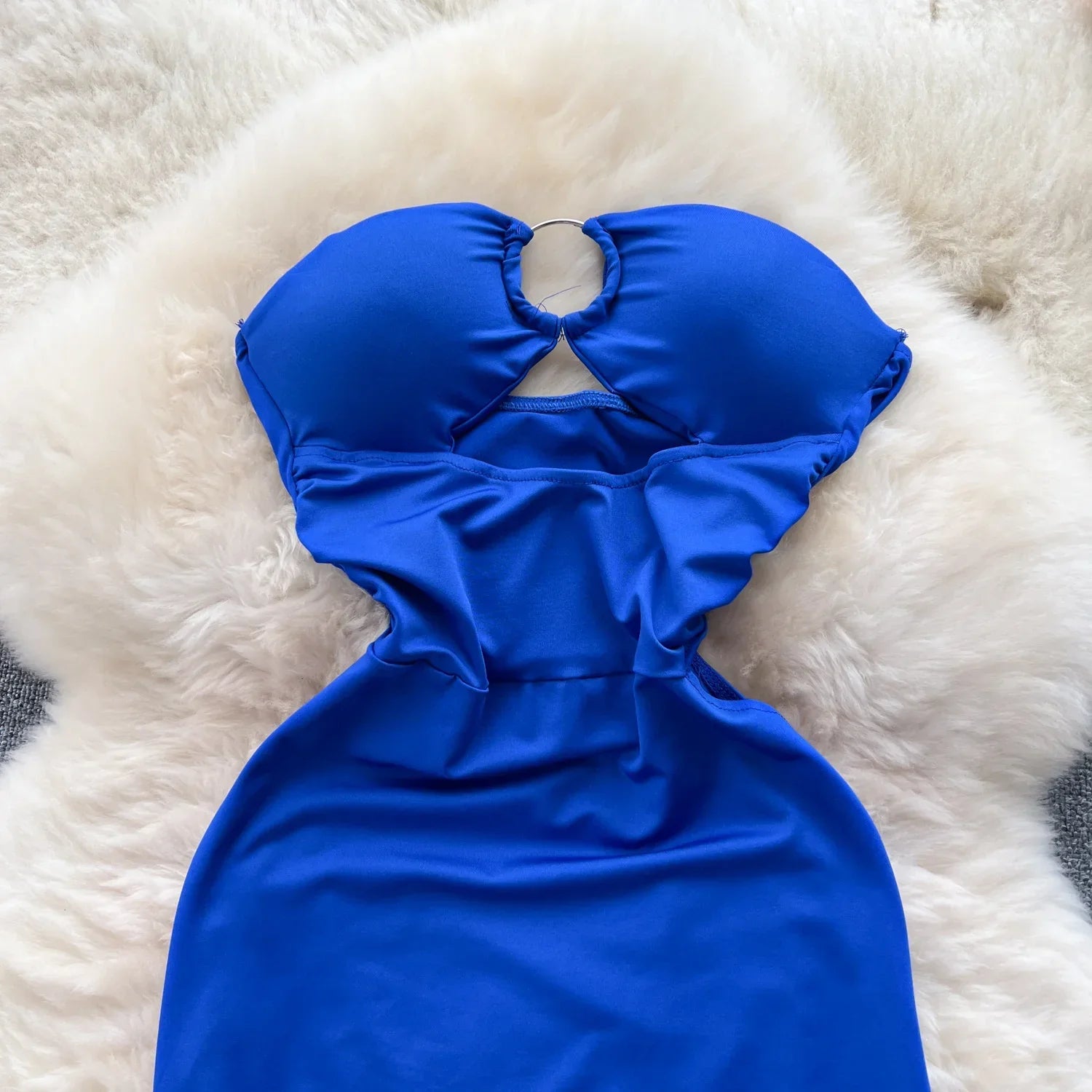 Strapless Hollow Out Mid-Calf Dress - Piña Colada
