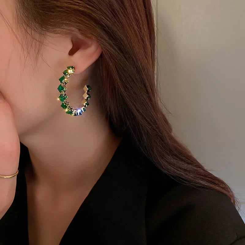 Hoop Earrings Zircon Crystal - Piña Colada