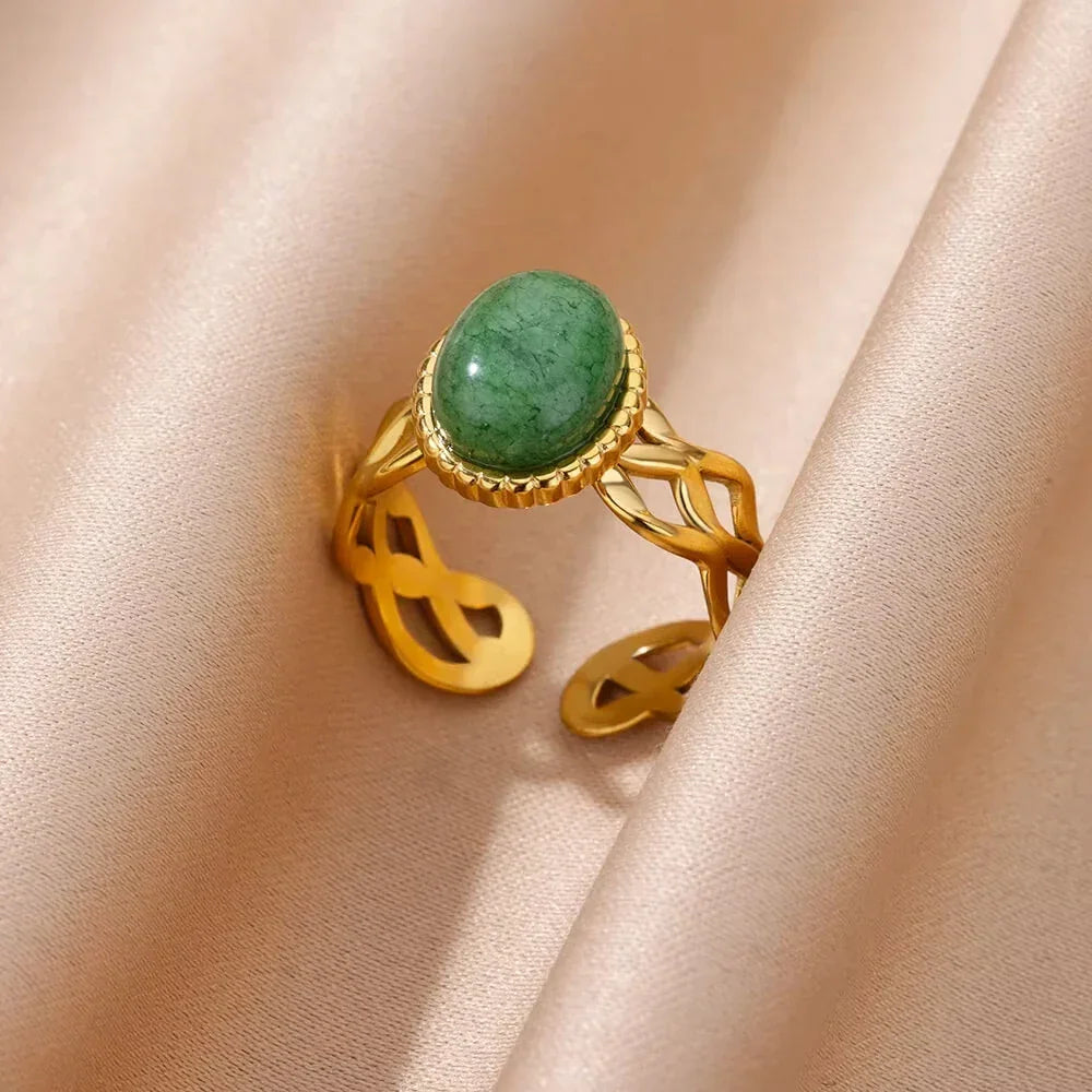 Stainless Steel Green Zircon - Piña Colada