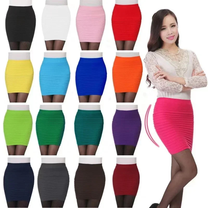 Summer Women High Waist Elastic Pleated Skirt - Piña Colada