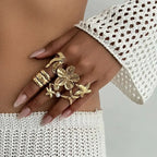 6Pcs/set Pearl Open Irregular Pleated Rings - Piña Colada