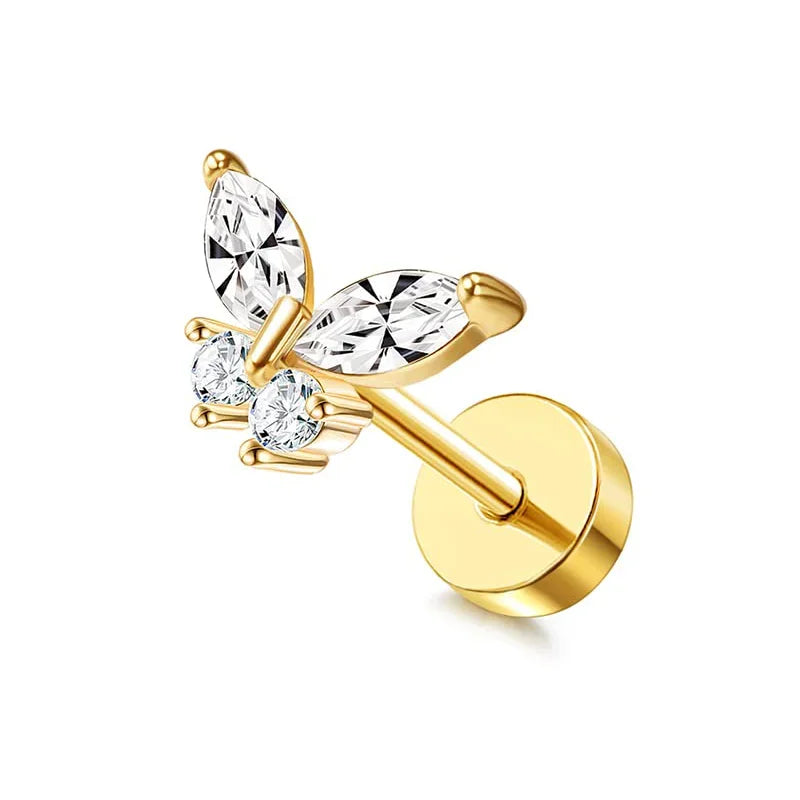 Moon-Shaped Screw-Back Stud Earring - Piña Colada
