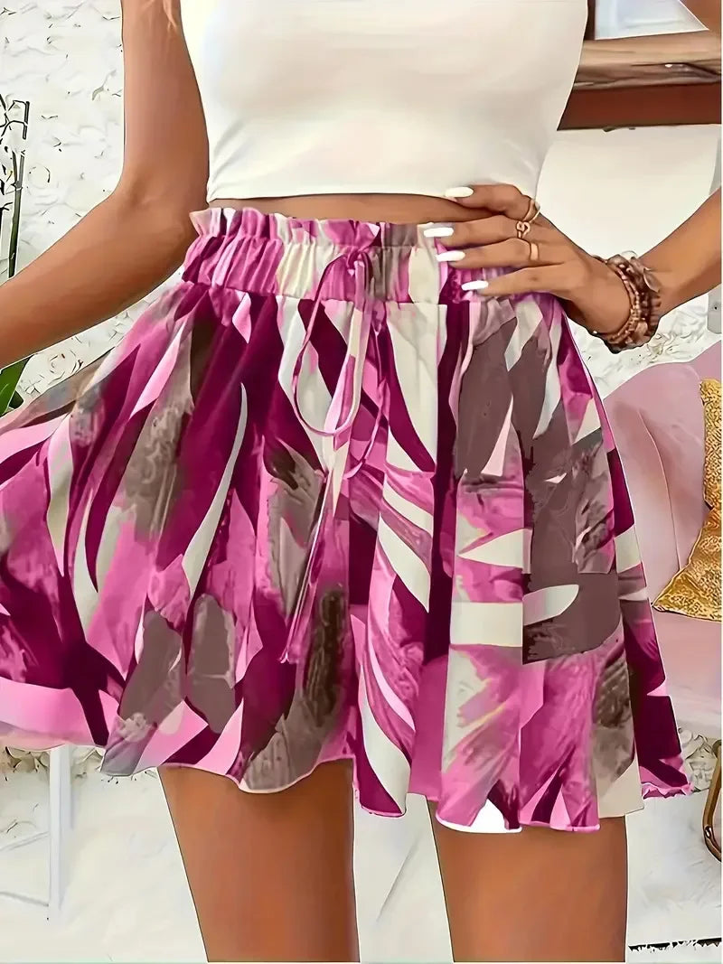 Beach Shorts Ruffles High Waist - Piña Colada