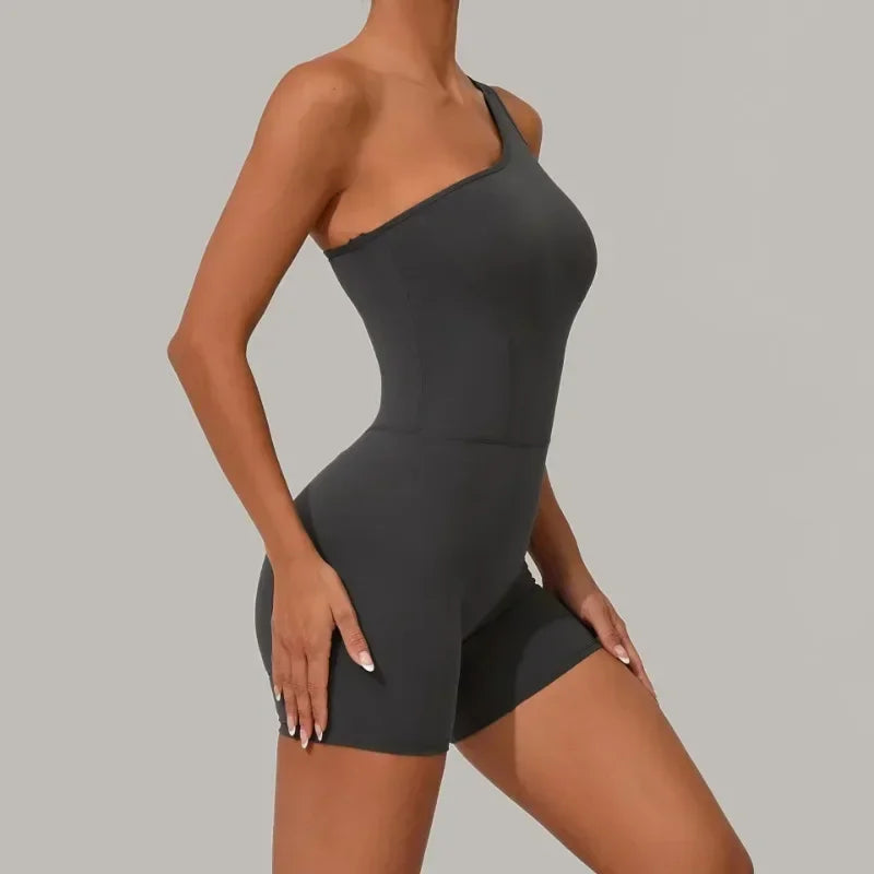Women's Seamless Yoga Jumpsuit Sloping Shoulder Naked - Piña Colada