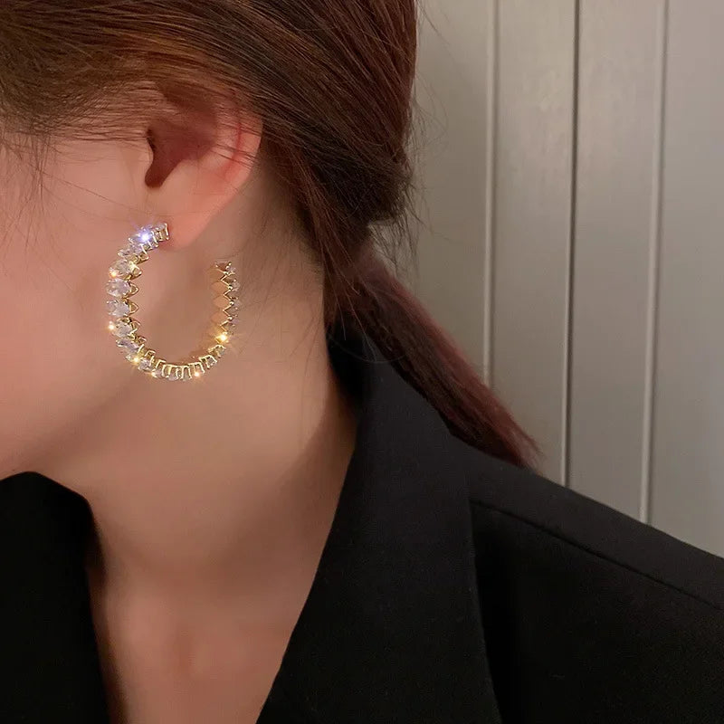 Hoop Earrings Zircon Crystal - Piña Colada