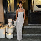 Diamonds Women's Backless Long Dress - Piña Colada