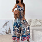 Elegan V-neck High Waist Jumpsuit - Piña Colada