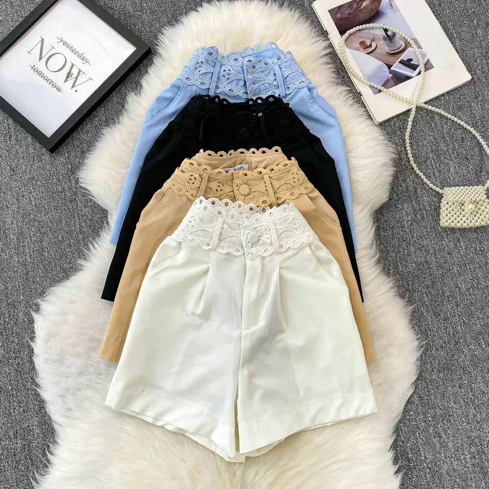 High-Rise Wide Leg Shorts - Piña Colada