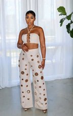 Wide Leg Pants Crop Top Outfits - Piña Colada