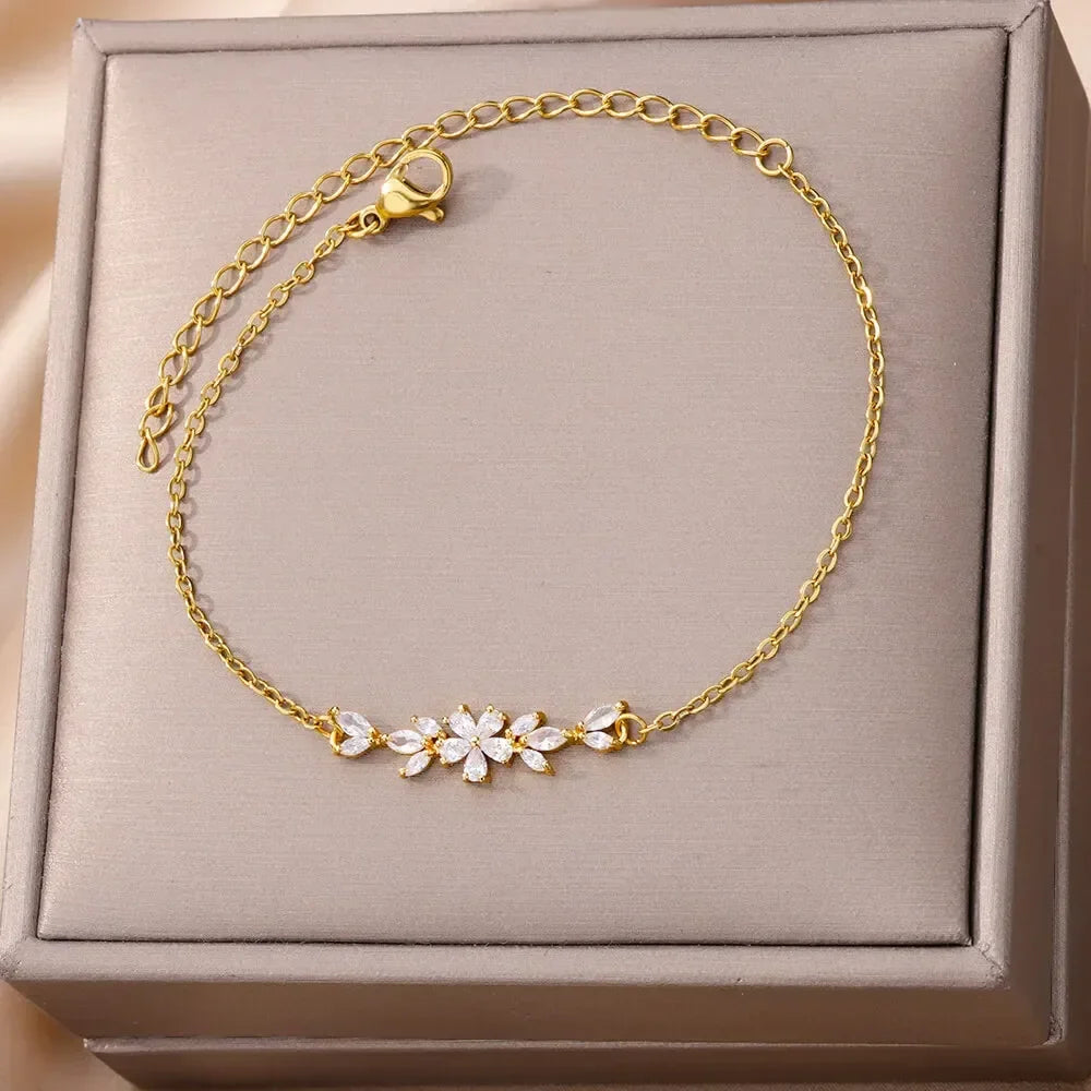 18K Gold-Plated Stainless Steel Cuff Bracelet for Women - Piña Colada