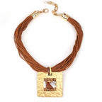 Vintage Geometric Rhinestone Pendant Necklace