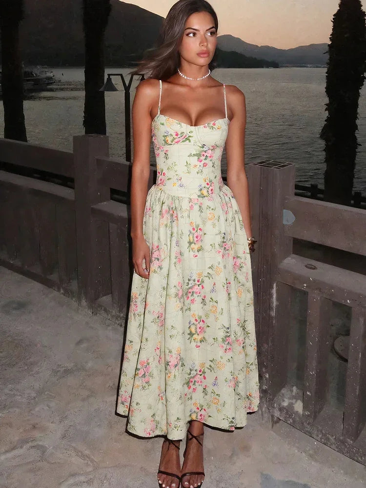Flower Print Dress Women Summer - Piña Colada