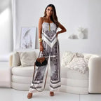 Satin Print Lace-Up Top & Wide-Leg - Piña Colada