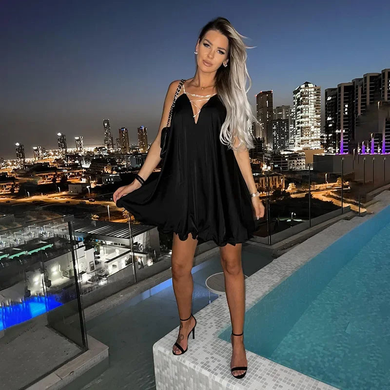 Sexy Backless Mini Dress - Piña Colada