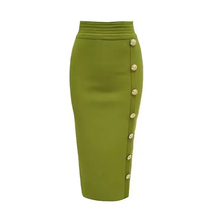 Elastic Bodycon Mid Bandage Skirt - Piña Colada