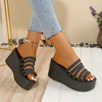 Wedge Slides 9cm High Heels - Piña Colada