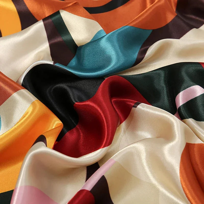 Silk Satin Square Scarf Flower - Piña Colada