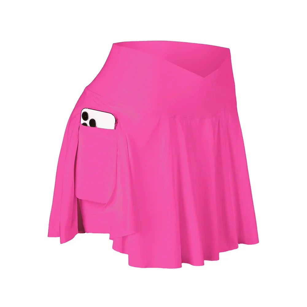 Casual A-Line Tennis Skirt with Stretch Waist - Piña Colada