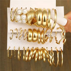 Modyle Geometric Pearl Hoop Earrings Set - Piña Colada
