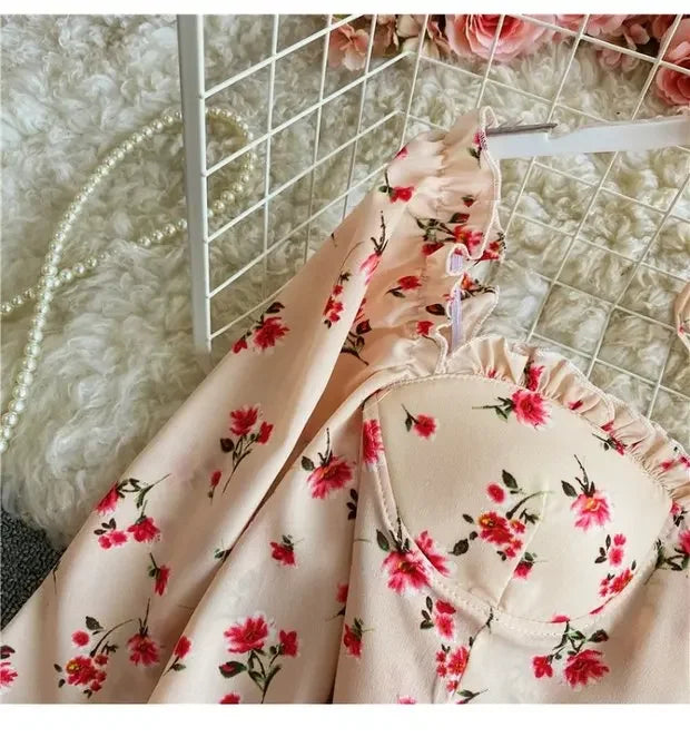 Floral Print Chiffon Top High Waist - Piña Colada