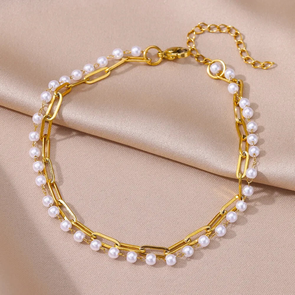 Stainless Steel Gold-Plated Anklet for Women - Piña Colada