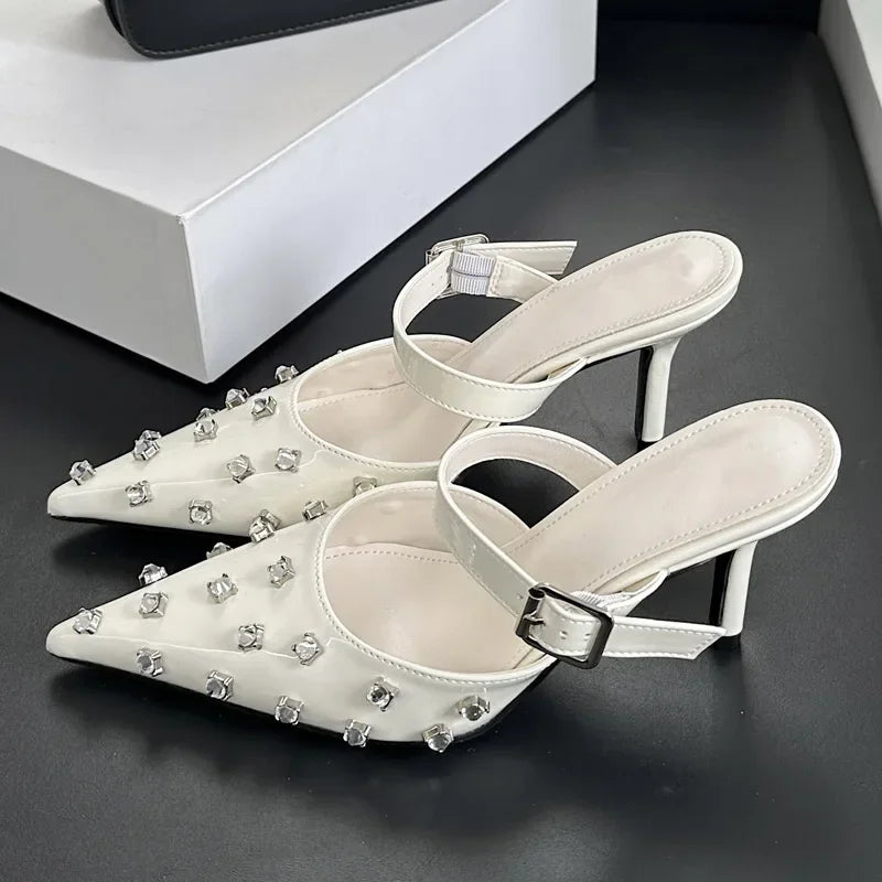 Crystal Diamond Buckle Pointed Toe - Piña Colada