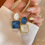 Crystal Square Drop Earrings – Luxury Asymmetric Zircon Earrings for Women - Piña Colada