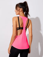 Hollow Solid Color Sports Blouse