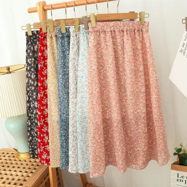 Floral Half Skirt Women's High Waist - Piña Colada