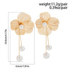 Elegant Pearl Flower Drop Earrings - Piña Colada