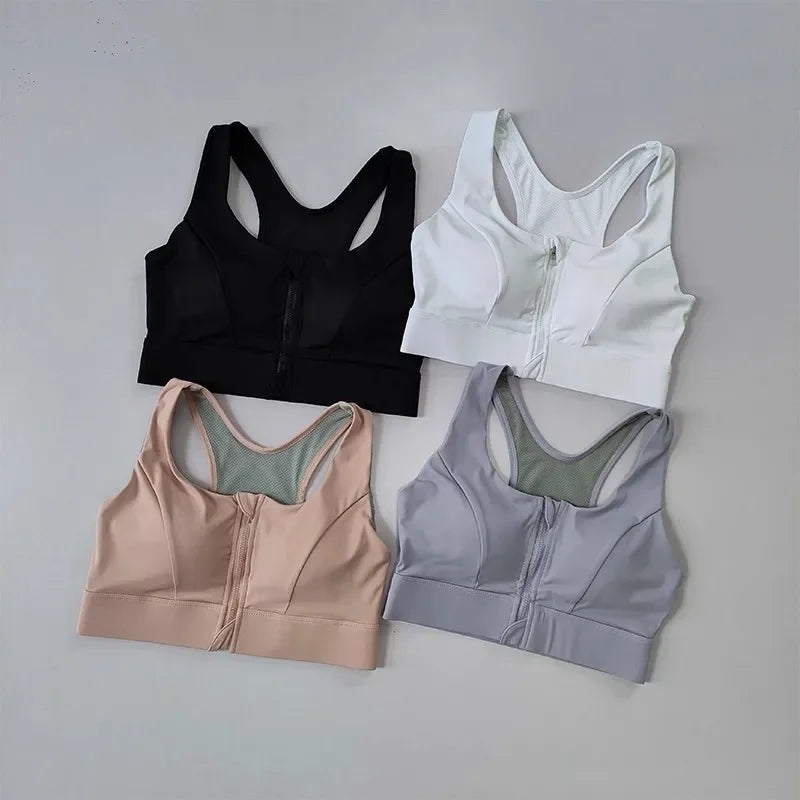 High Impact Front Zipper Sports Bra