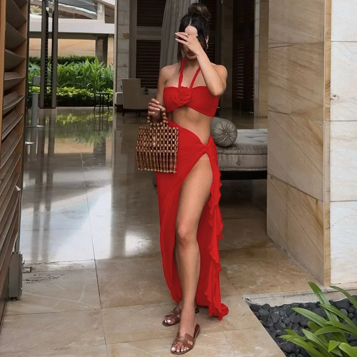 Backless Strapless Bodycon Maxi Dress - Piña Colada