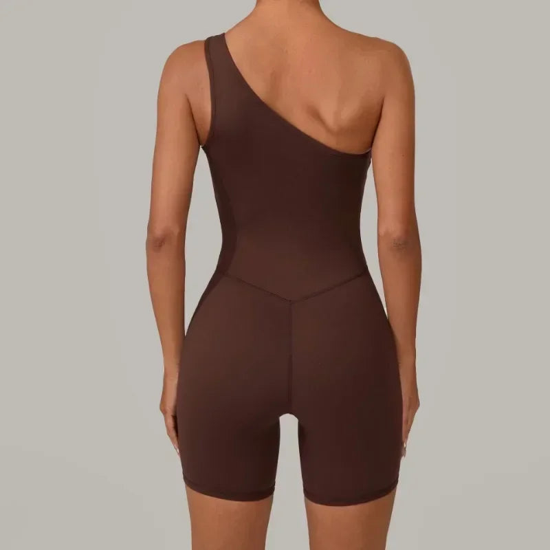 Women's Seamless Yoga Jumpsuit Sloping Shoulder Naked - Piña Colada