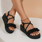 Women’s Gladiator Platform Sandals with Wedge Heel - Piña Colada
