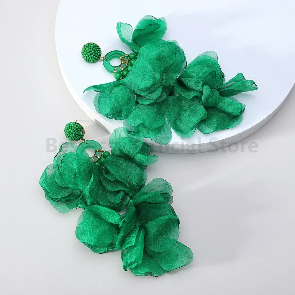 Boho Multicolor Cotton Flower Earrings - Piña Colada