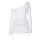 Solid Ruched Straps Lace-Up See Through - Piña Colada