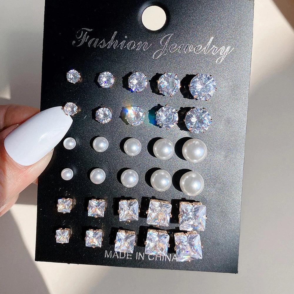 Zircon Crystal Pearl Earrings - Piña Colada