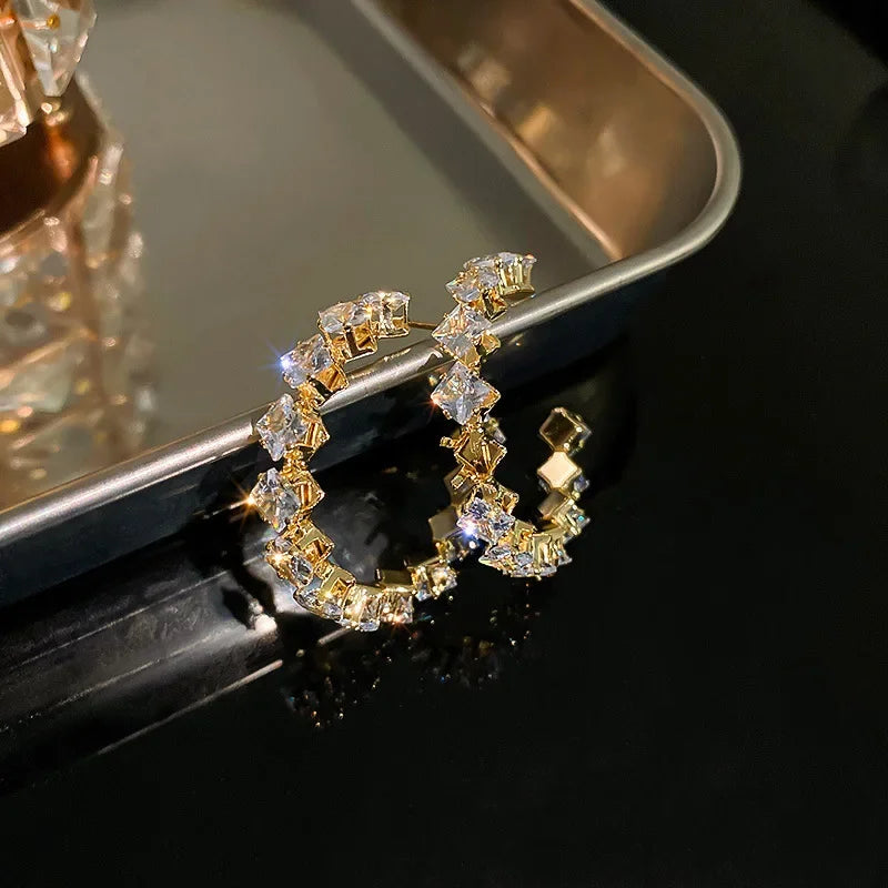 Hoop Earrings Zircon Crystal - Piña Colada