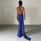 One Shoulder Backless Adjustable Scarf Maxi Dress - Piña Colada