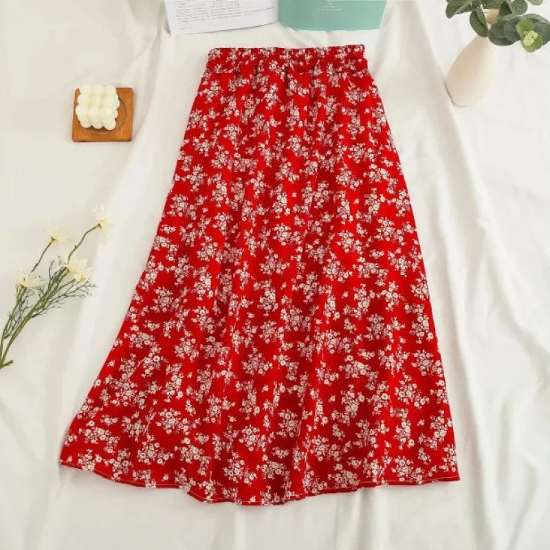 Floral Half Skirt Women's High Waist - Piña Colada