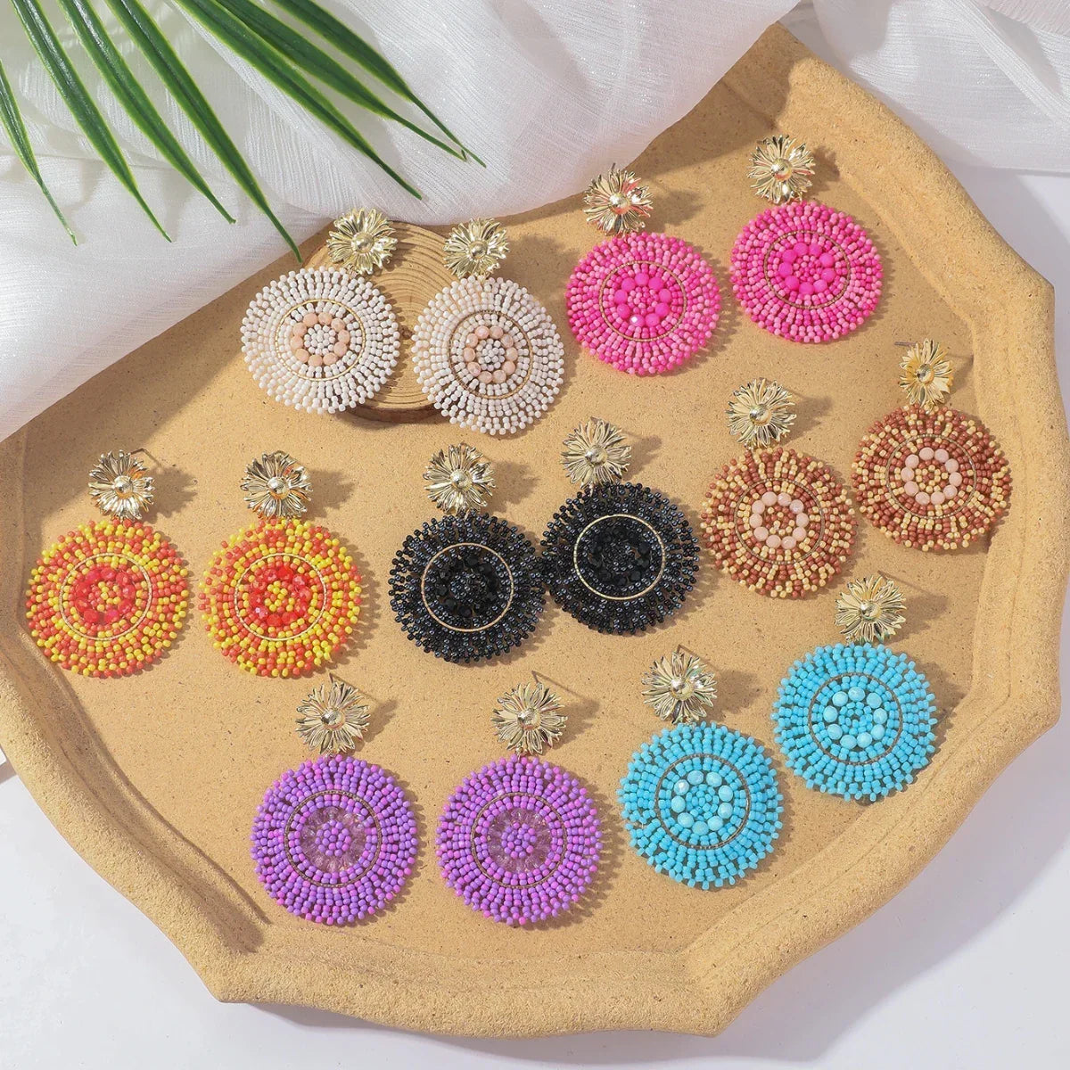 Boho Ethnic Irregular Flower Seed Beads - Piña Colada