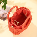 Straw Rattan Half-Moon Beach Handbag - Piña Colada