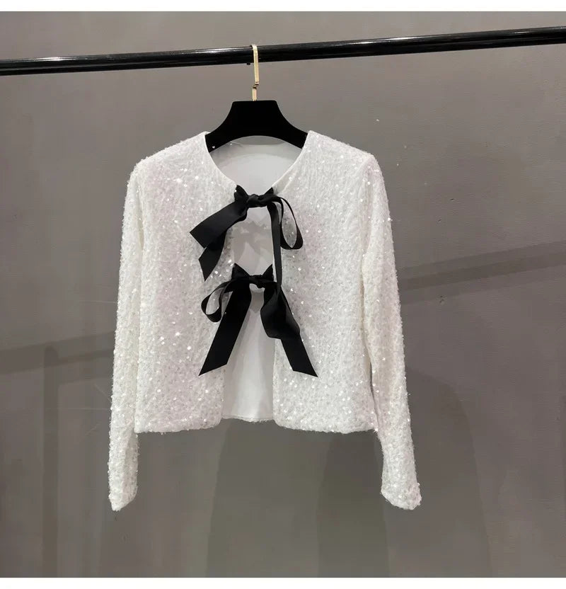 Sequins Jacket Bow Top - Piña Colada