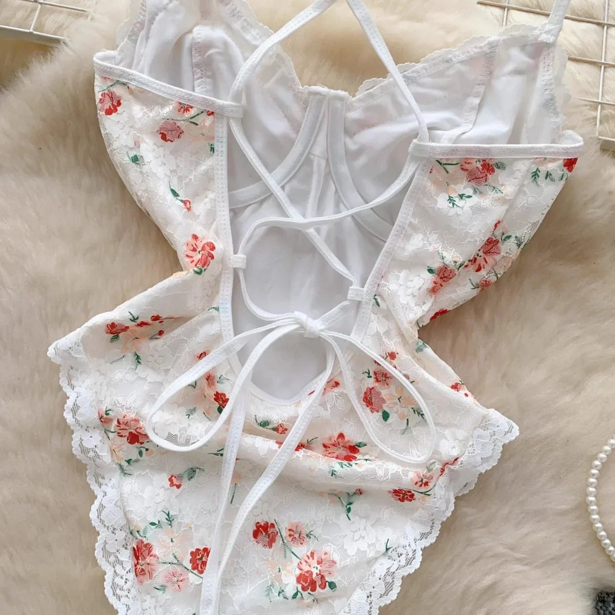 Summer Lace Bodysuit Women's Floral - Piña Colada