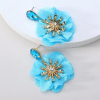 Lace Flower Cotton Drop Earrings - Piña Colada