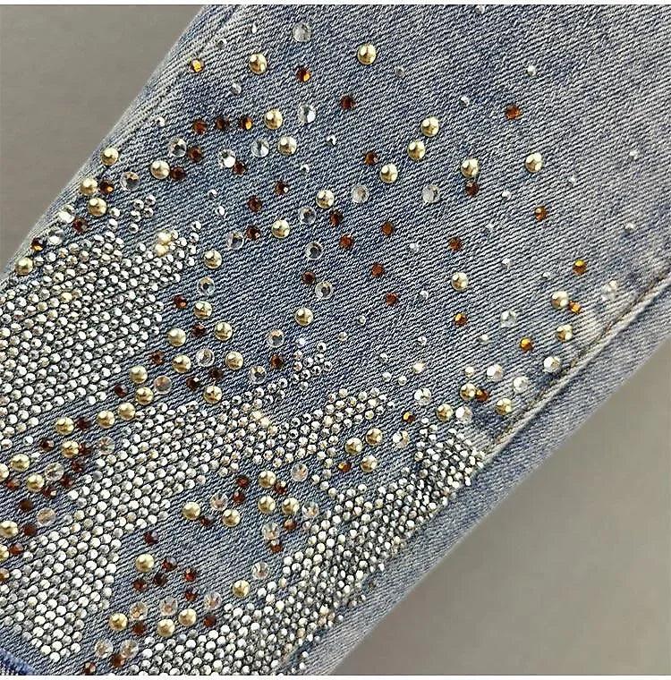 European Sequin High-Waist Skinny Jeans - Piña Colada
