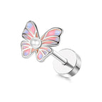 Moon-Shaped Screw-Back Stud Earring - Piña Colada