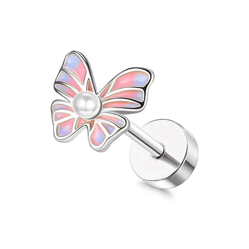 Moon-Shaped Screw-Back Stud Earring - Piña Colada