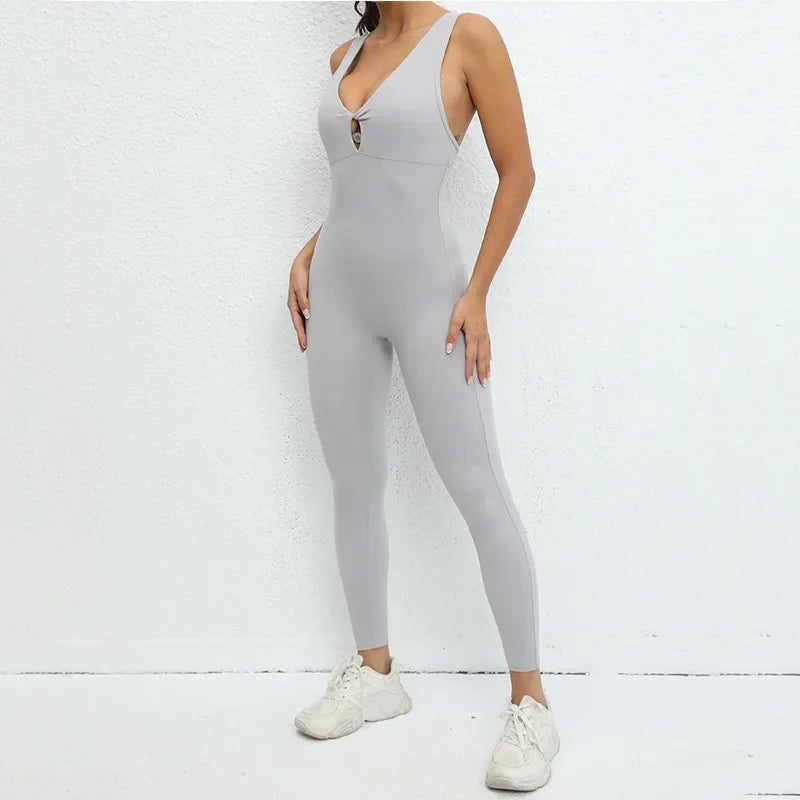 Seamless Sleeveless Yoga Jumpsuit for Women - Piña Colada