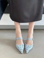 Crystal Diamond Buckle Pointed Toe - Piña Colada